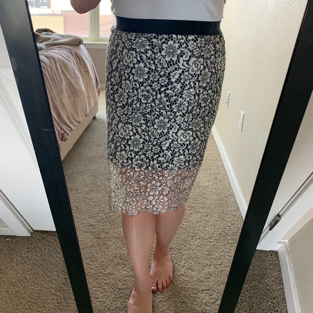 Floral Lace Pencil Skirt